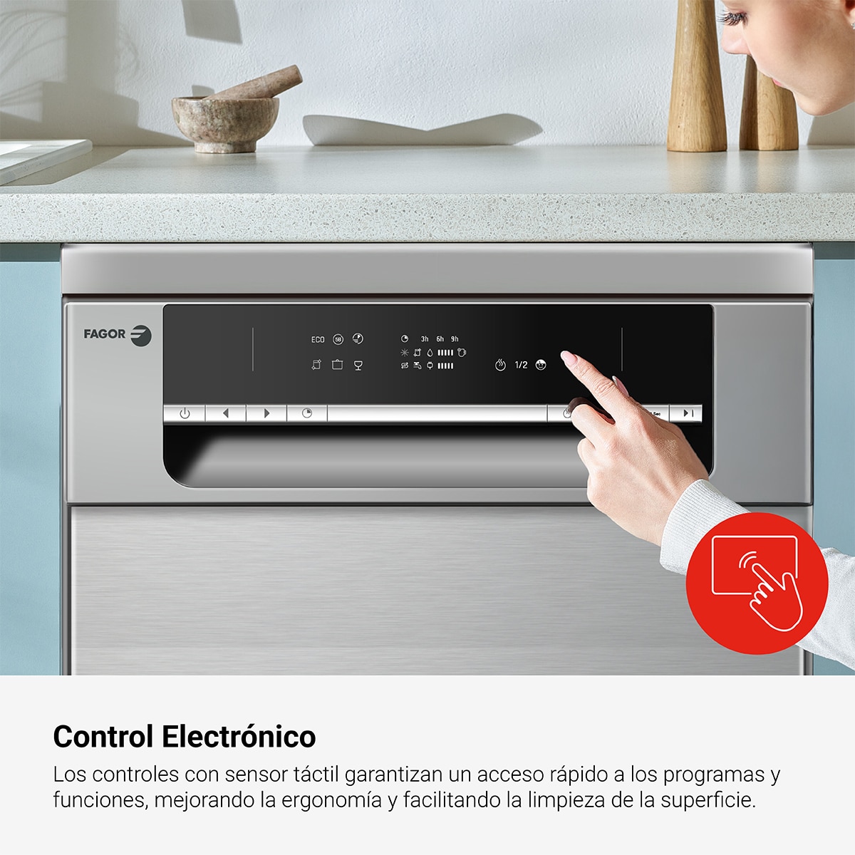 Lavavajillas Fagor 10 servicios, 45 cm, 6 programas - 4LVF-421X Inox-4