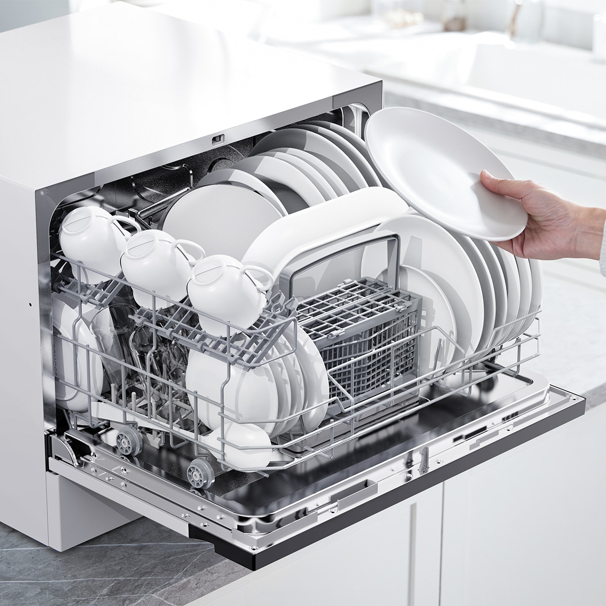Lavavajillas Midea 6 Servicios, 60 cm -MTD55S400W - GR - Blanco Blanco-12