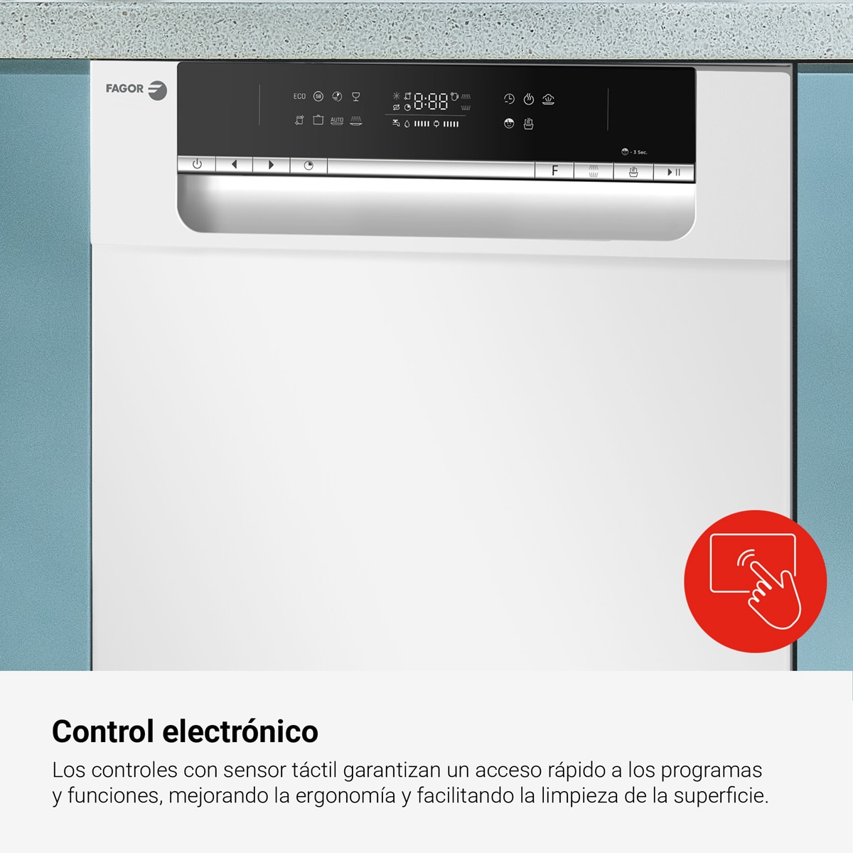 Lavavajillas Fagor 10 Servicios, 45 cm, Autodoor - 4LVF-423AD Blanco-4