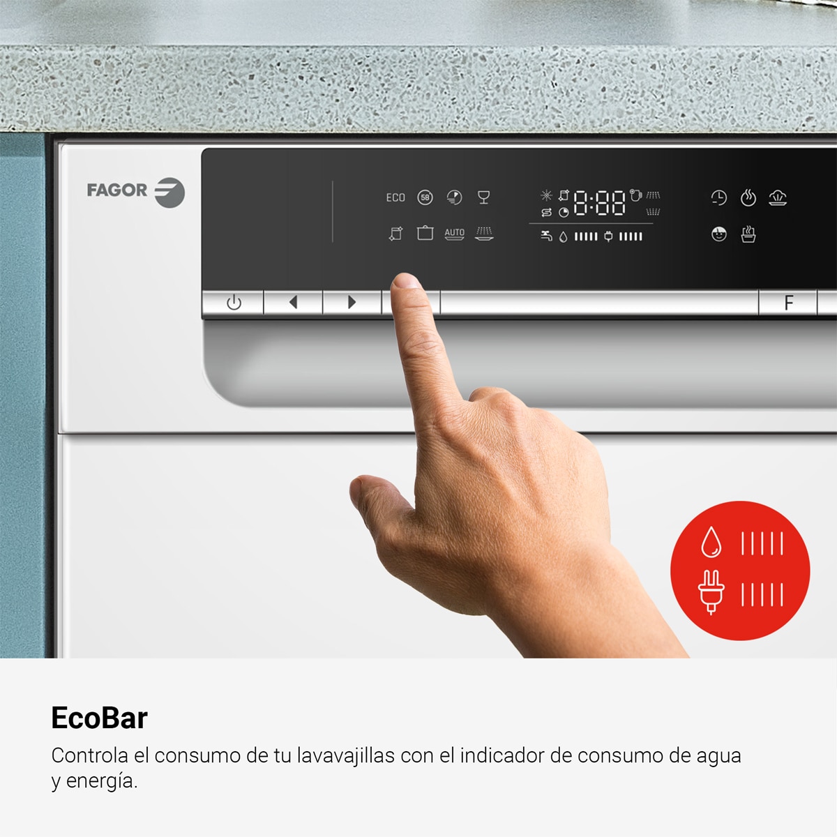 Lavavajillas Fagor 10 Servicios, 45 cm, Autodoor - 4LVF-423AD Blanco-6