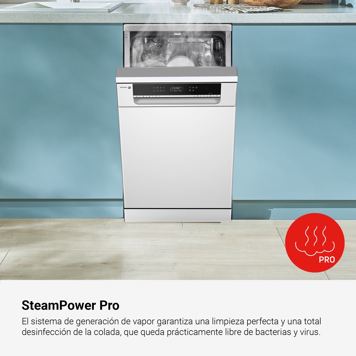 Lavavajillas Fagor 10 Servicios, 45 cm, Autodoor - 4LVF-423AD Blanco-11