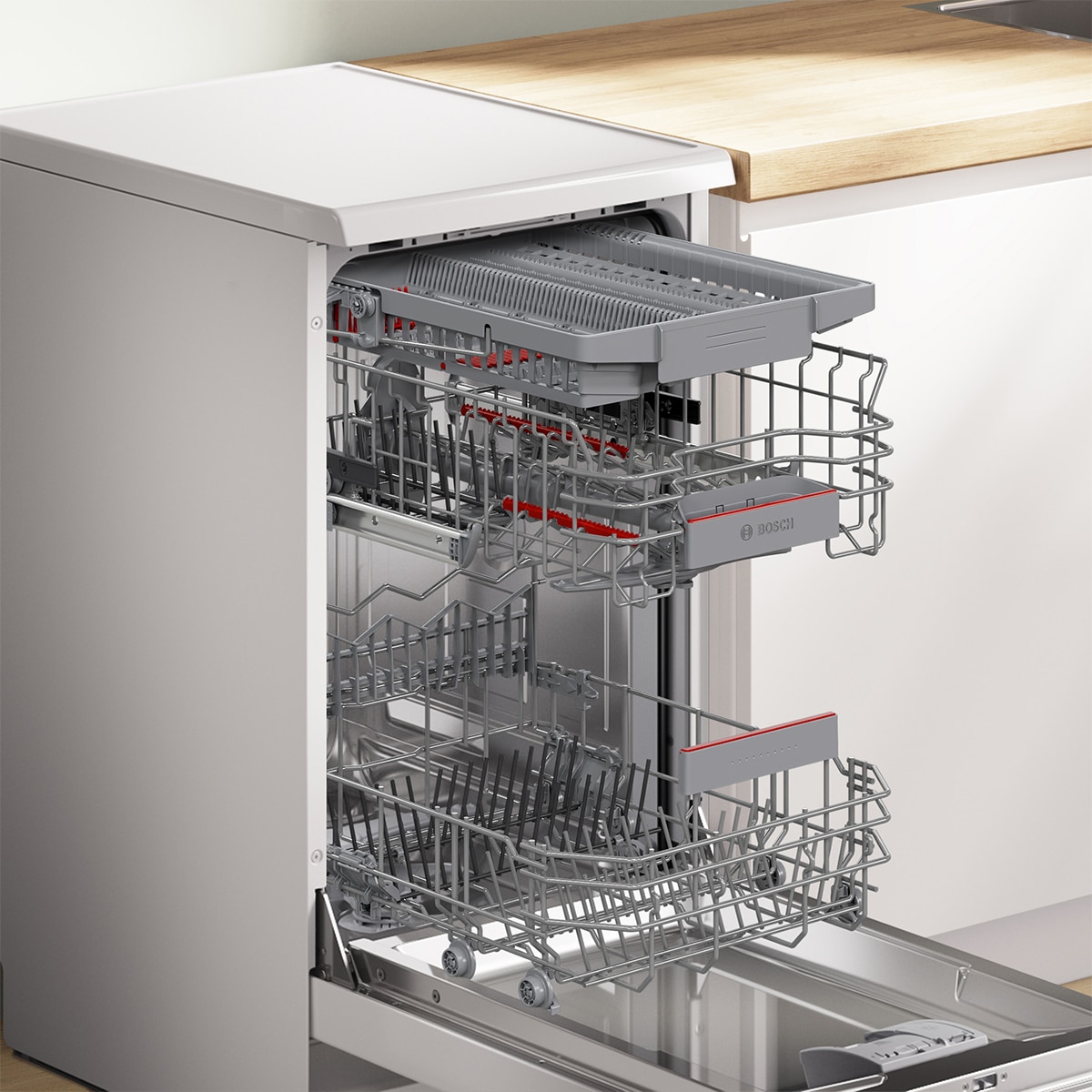 Lavavajillas Bosch 10 servicios, Serie 4, 45 cm, Secado eficiente - SPS4EMW17E Blanco-3