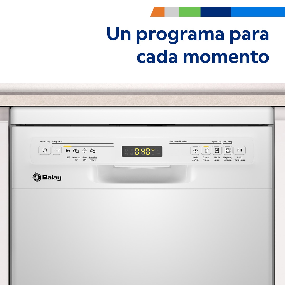 Lavavajillas Balay 10 servicios, 45 cm de ancho, Media Carga - 3VN4031BA Blanco-12