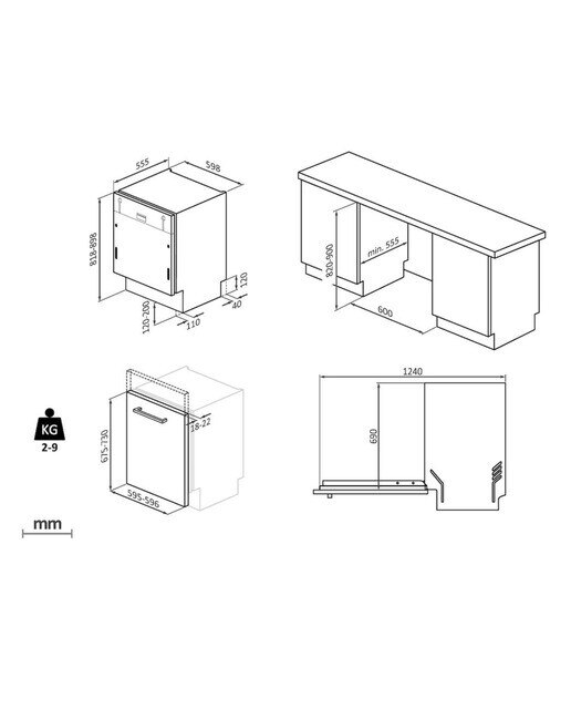 Lavavajillas integrable Candy 13 servicios, 60 cm con WIFI Rapido' - CI 3E7L0W 2