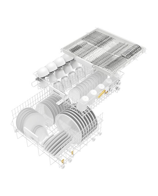 Máquina de Lavar Loiça Encastrável Miele G5110SCiEDSTCLS Active com 3ª Bandeja de 14 Serviços e 60 cm - Painel Aço Inoxidável CleanSteel 5
