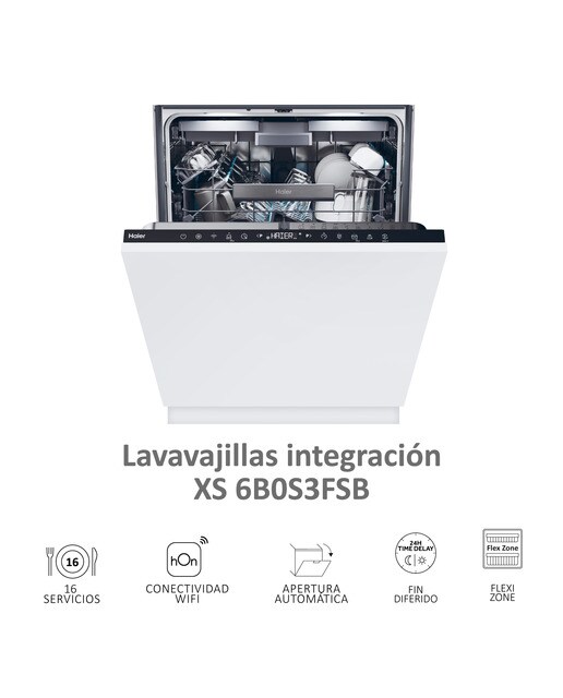 Máquina de Lavar Loiça Encastrável Haier Washlens Plus Series 2 XI 6B0S3FSB de 16 conjuntos e 60 cm 5