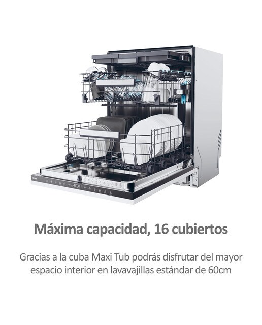 Máquina de Lavar Loiça Encastrável Haier Washlens Plus Series 2 XI 6B0S3FSB de 16 conjuntos e 60 cm 11