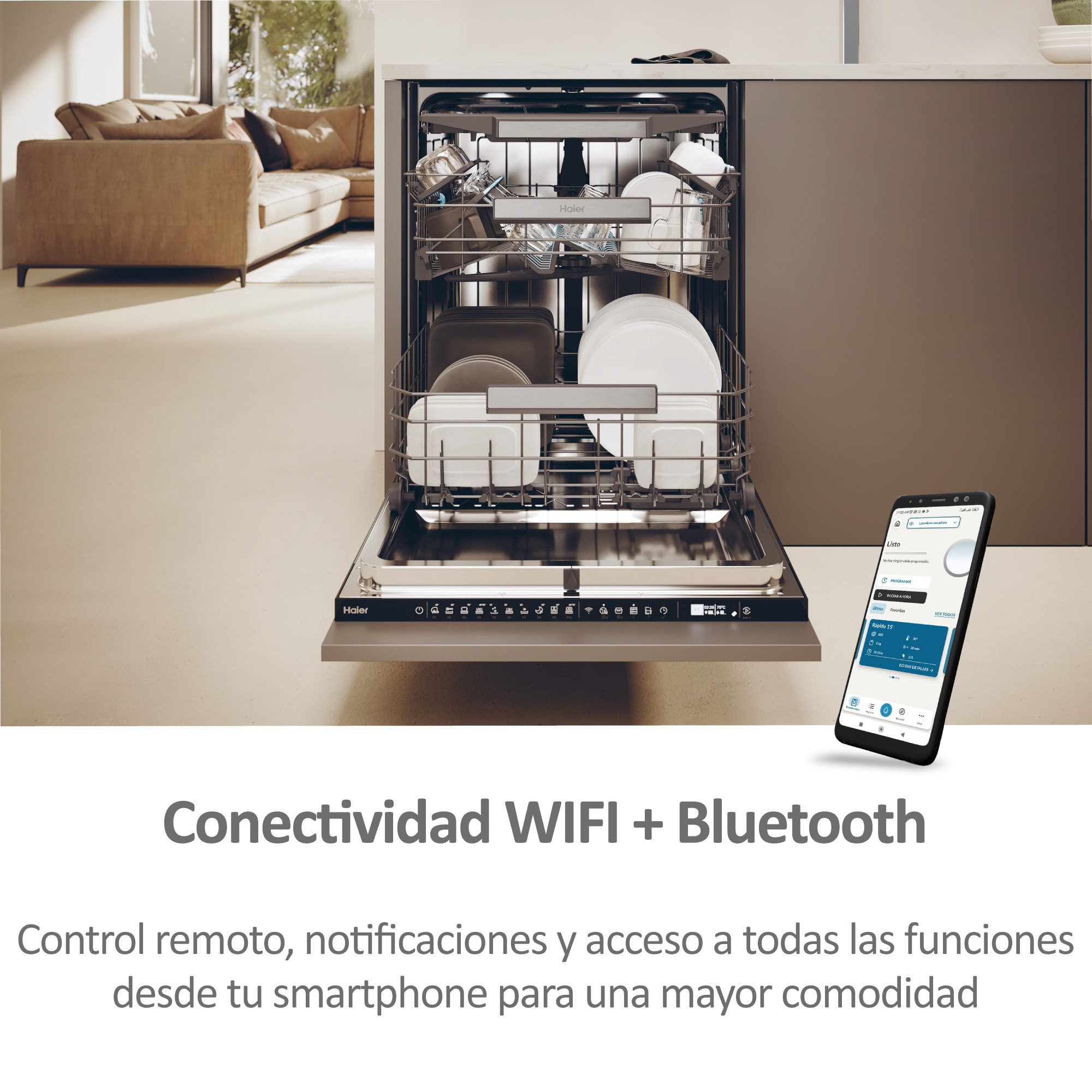 Lavavajillas integrable Haier 14 servicios, 60 cm con WIFI I-PRO SHINE - XS 4A4M3PB 9