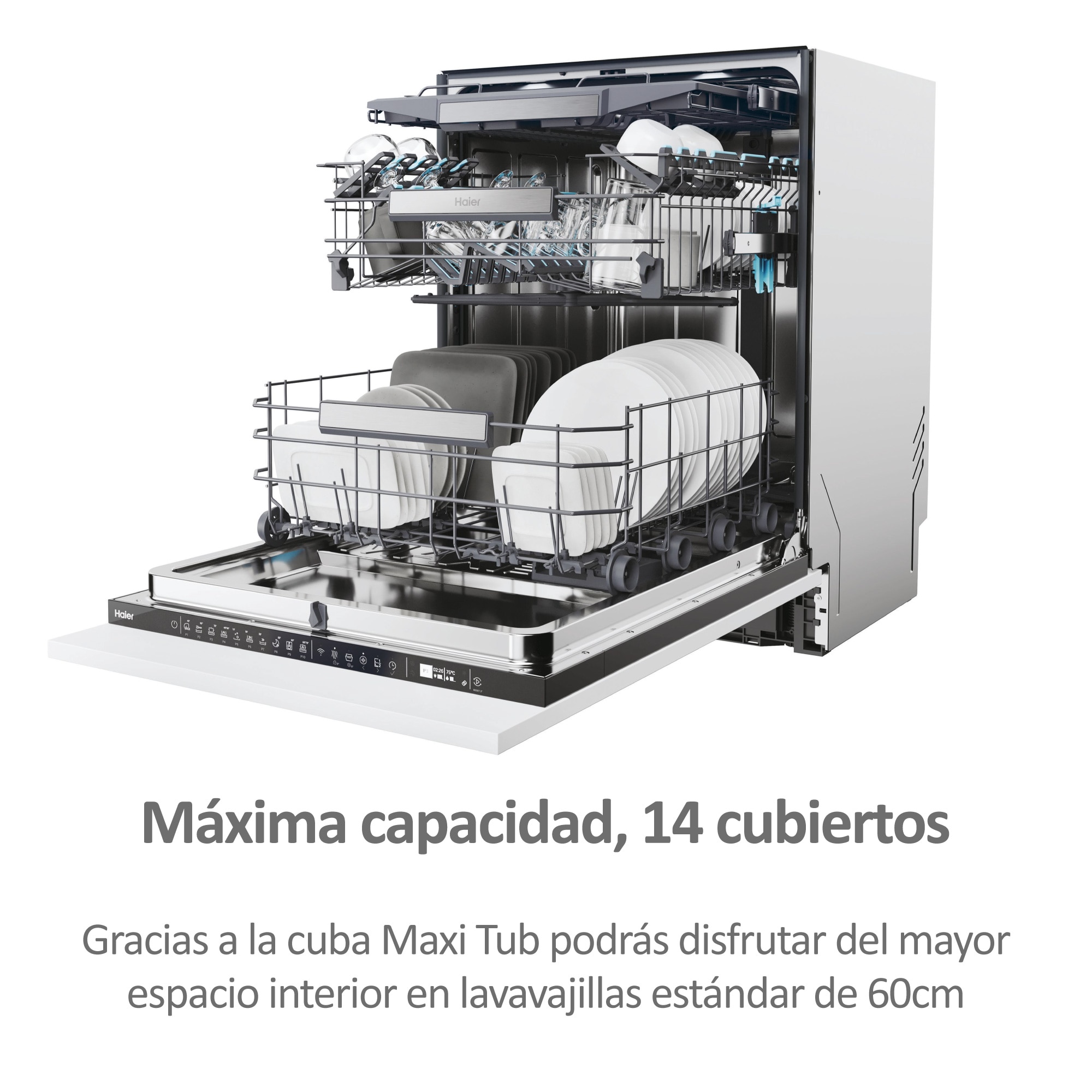 Lavavajillas integrable Haier 14 servicios, 60 cm con WIFI I-PRO SHINE - XS 4A4M3PB 14