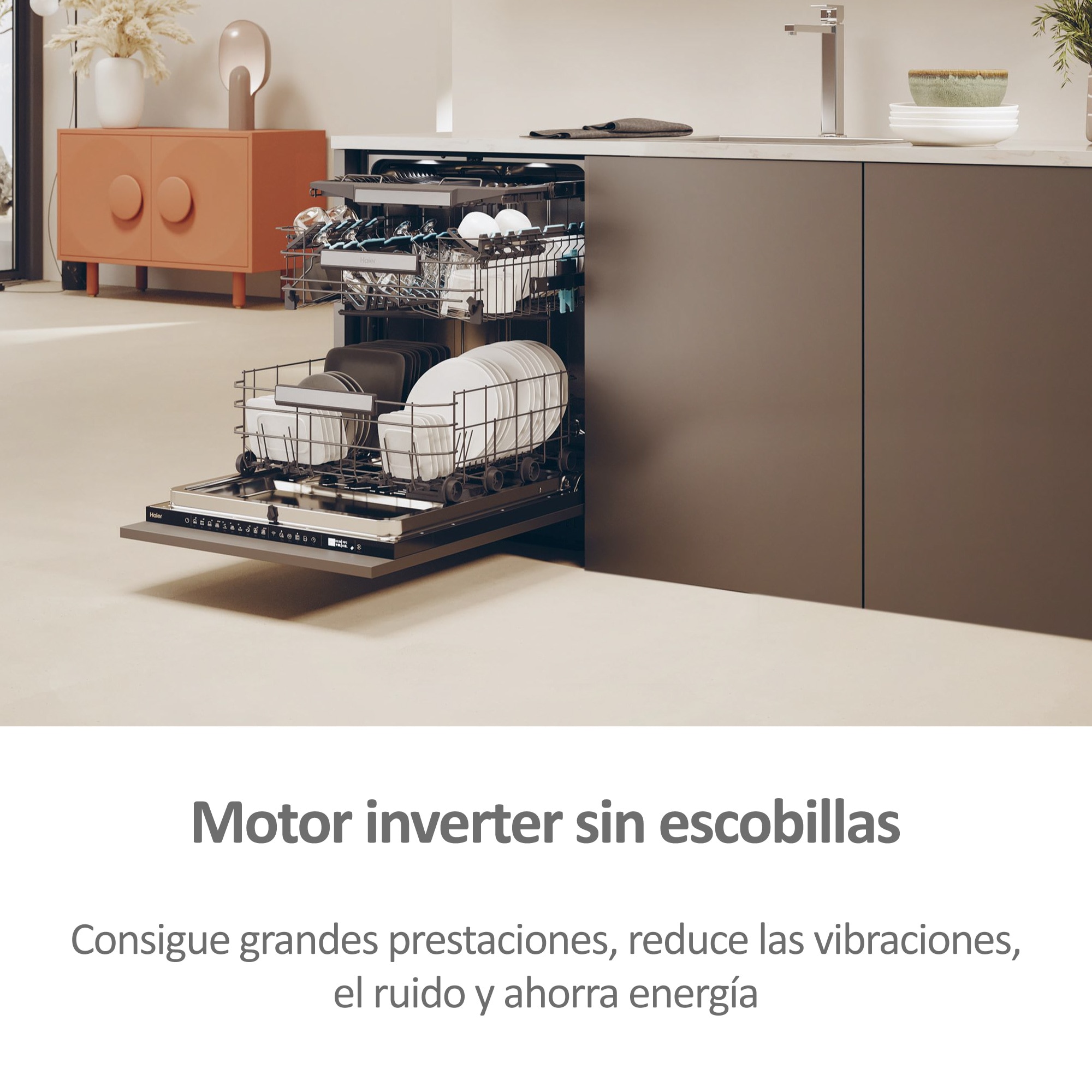 Lavavajillas integrable Haier 14 servicios, 60 cm con WIFI I-PRO SHINE - XS 4A4M3PB 15