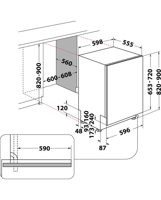 Imagen 2 de Lavavajillas integrable Indesit 14 servicios, 60 cm - D2I HL326