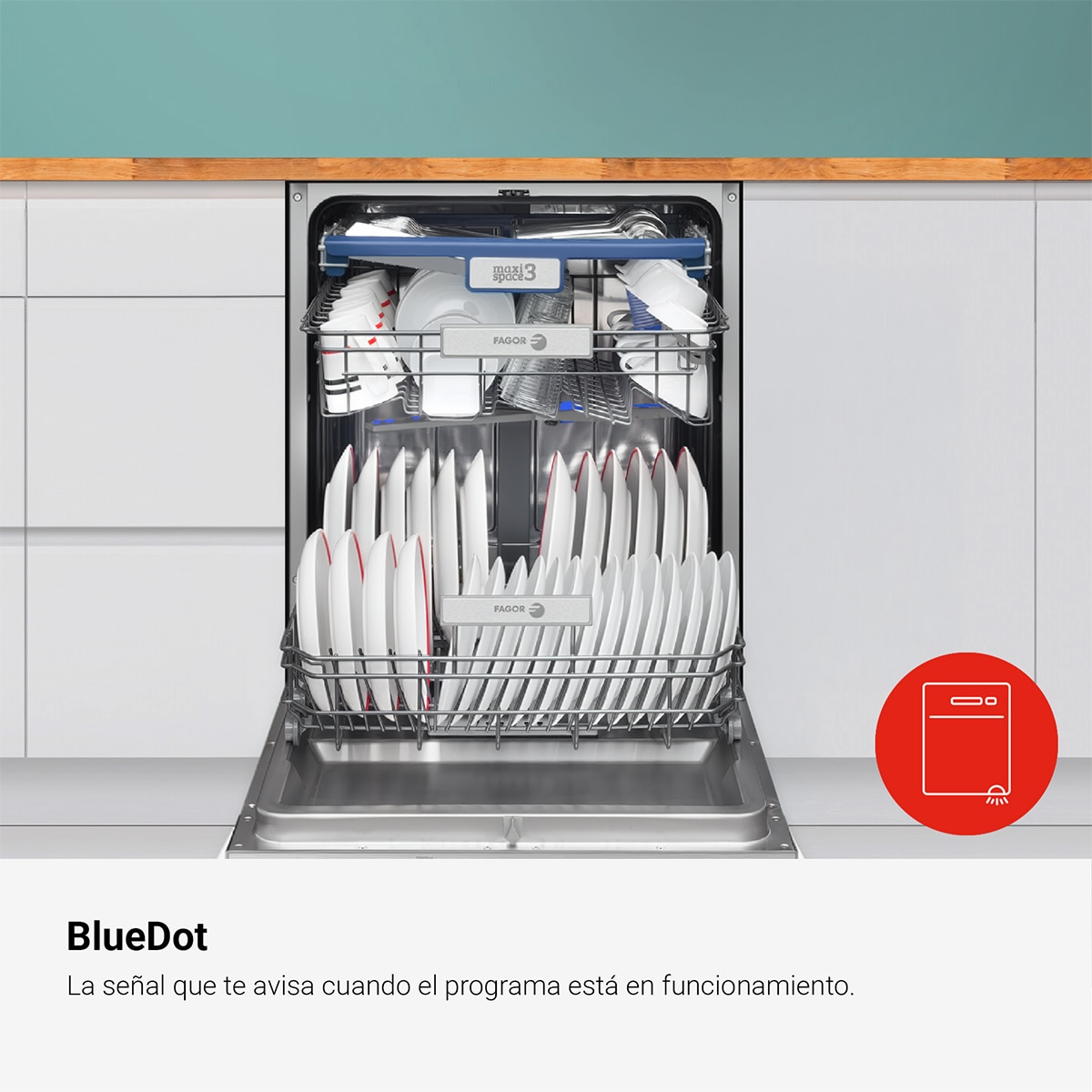 Máquina de Lavar Loiça Encastrável Fagor 4LVF-638ADIT de 14 Conjuntos, 3ª Bandeja e de 60 cm Aço inoxidável-6