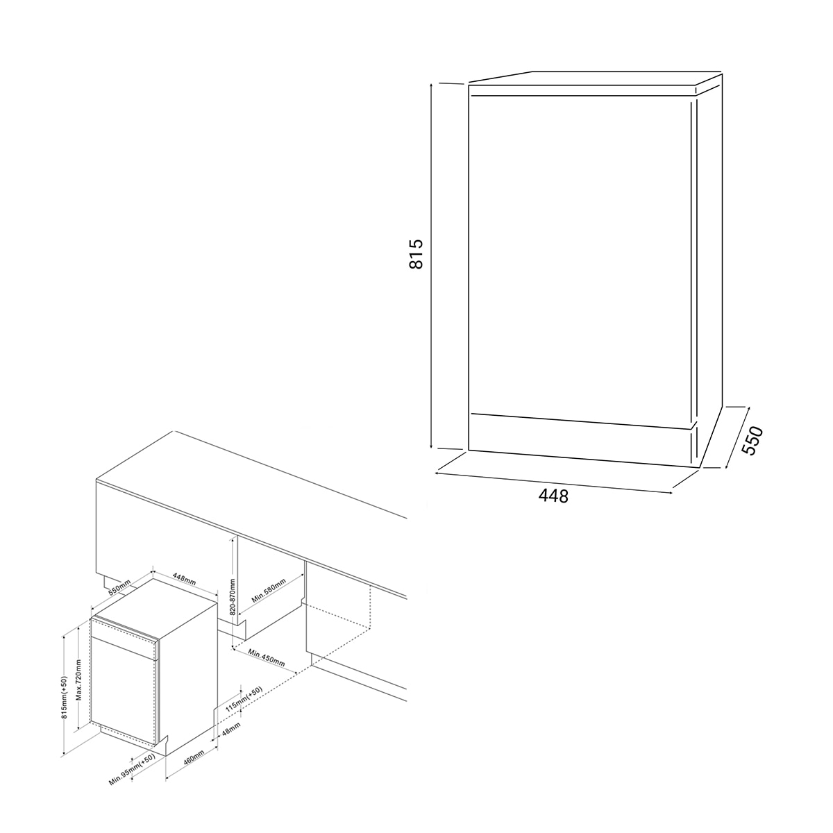 Máquina de Lavar Loiça Encastrável Fagor 4LVF-435ADIT de 10 Conjuntos, 3ª Bandeja e de 45 cm Branco-2