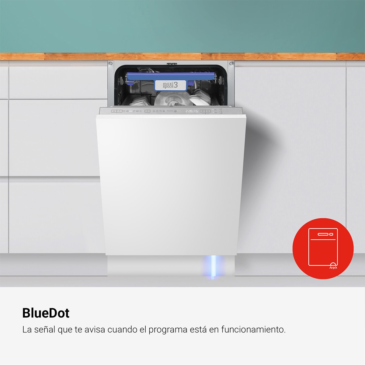 Máquina de Lavar Loiça Encastrável Fagor 4LVF-435ADIT de 10 Conjuntos, 3ª Bandeja e de 45 cm Branco-6