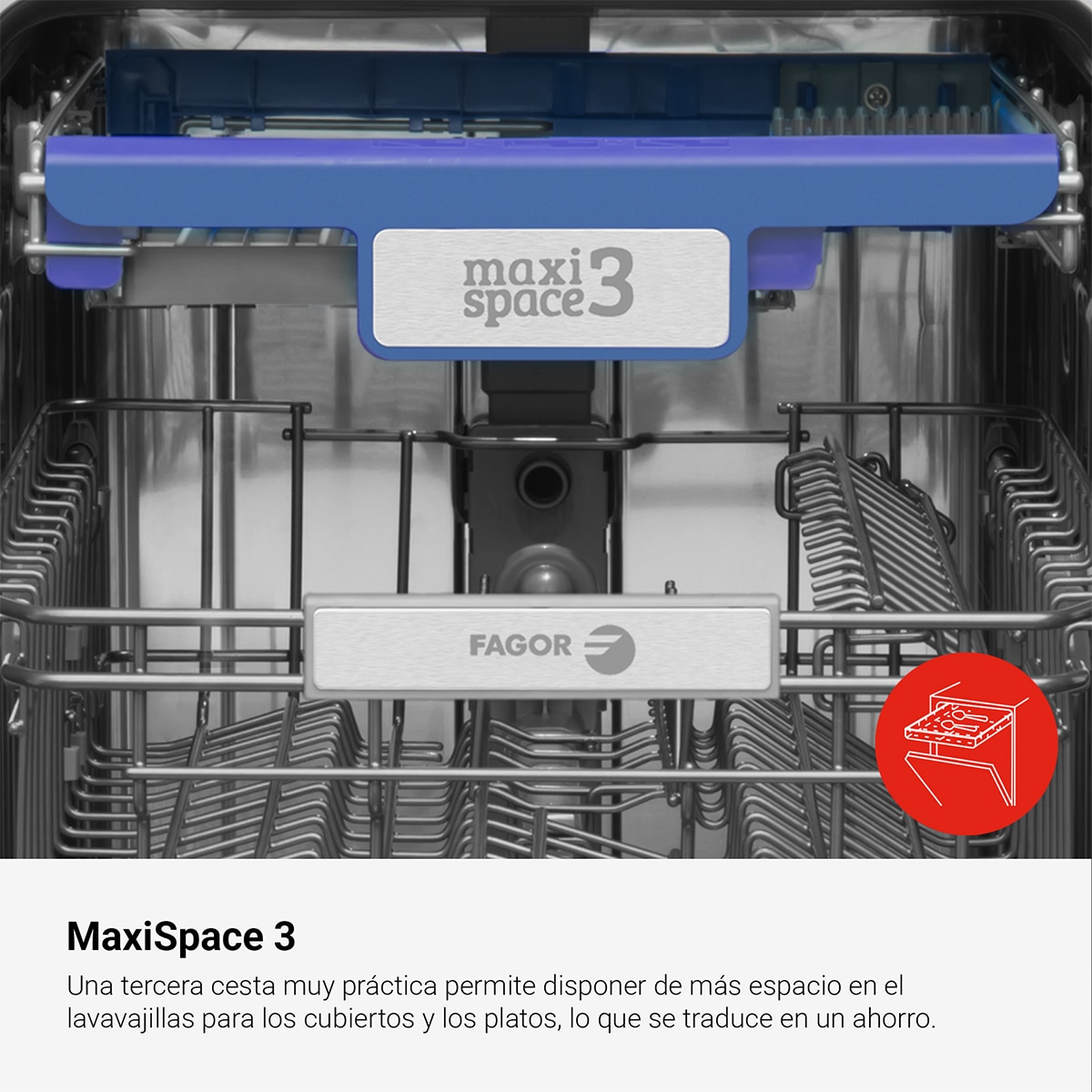 Máquina de Lavar Loiça Encastrável Fagor 4LVF-435ADIT de 10 Conjuntos, 3ª Bandeja e de 45 cm Branco-9