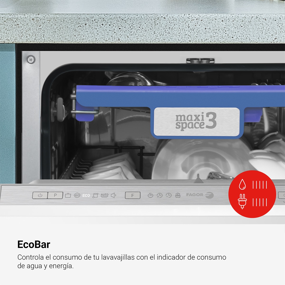 Máquina de Lavar Loiça Encastrável Fagor 4LVF-435ADIT de 10 Conjuntos, 3ª Bandeja e de 45 cm Branco-10