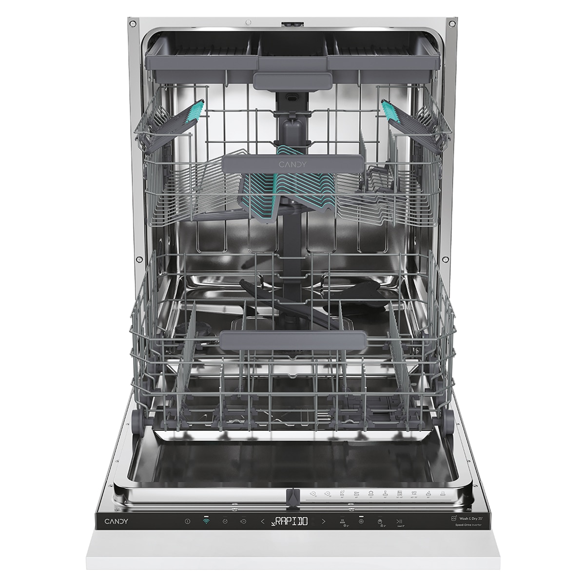 Lavavajillas Integrable Candy Rapidò 14 Servicios, Bandeja para cubiertos, 60 cm - CNS 4A4S3PSB - Inox Inox-6