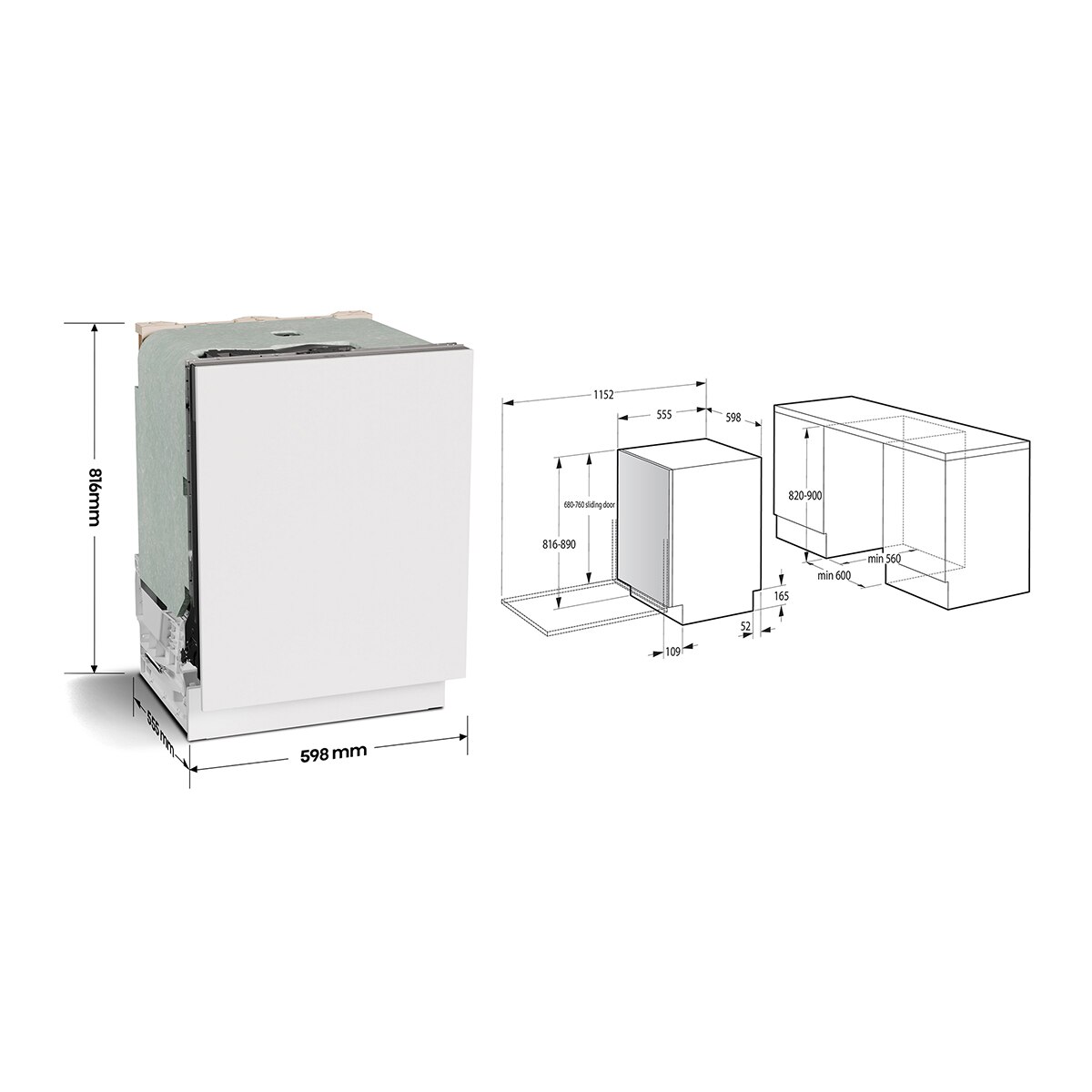 Thumbnail 1 de Hisense HV16D5 lavavajillas 16 servicios 60 cm