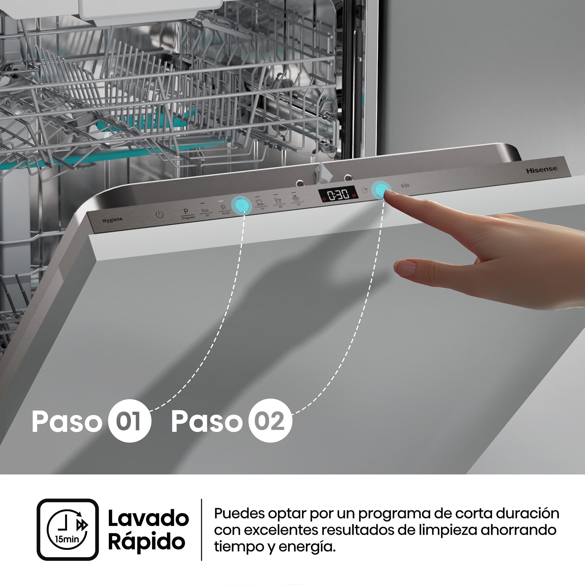 Thumbnail 5 de Hisense HV16D5 lavavajillas 16 servicios 60 cm