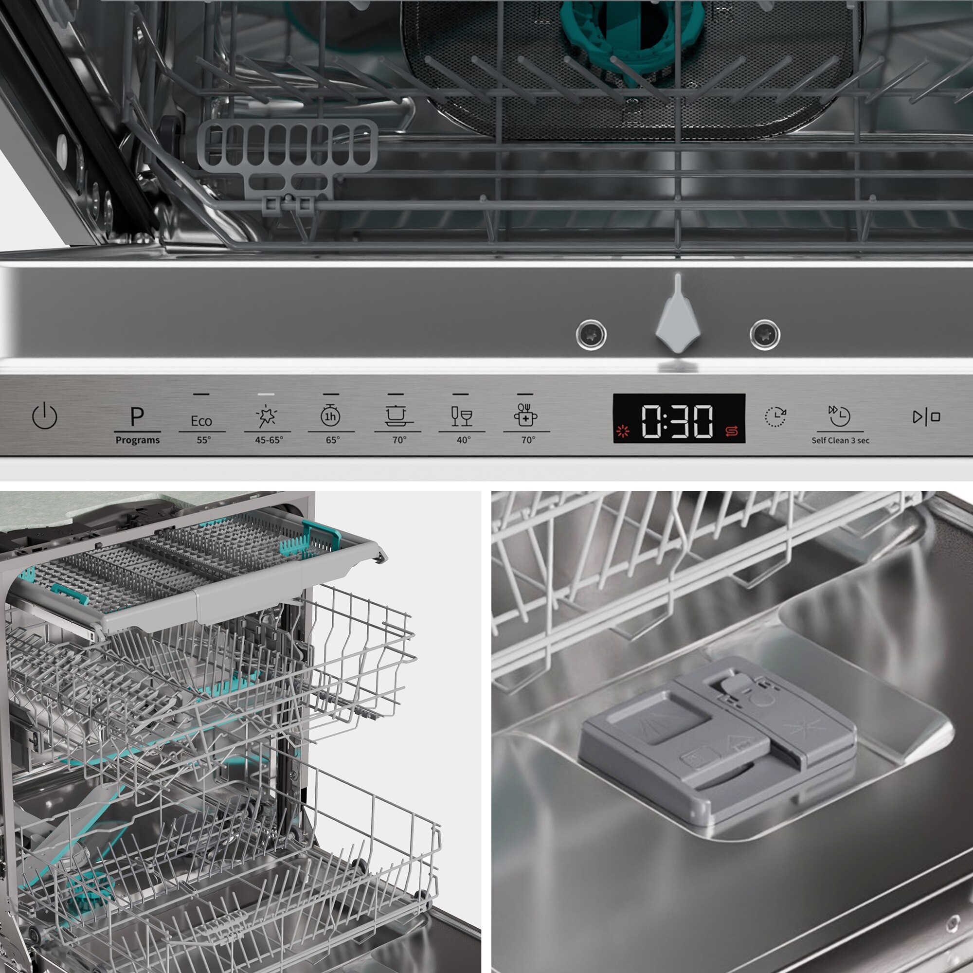 Lavavajillas integrable Hisense 16 servicios, Bandeja para cubiertos, 60 cm - HV16D5 9