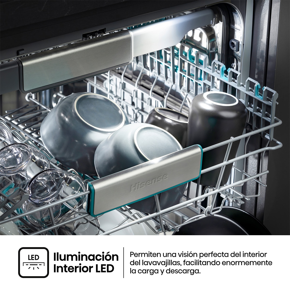 Lavavajillas integrable Hisense 16 servicios, Bandeja para cubiertos, 60 cm - HV673A65 10
