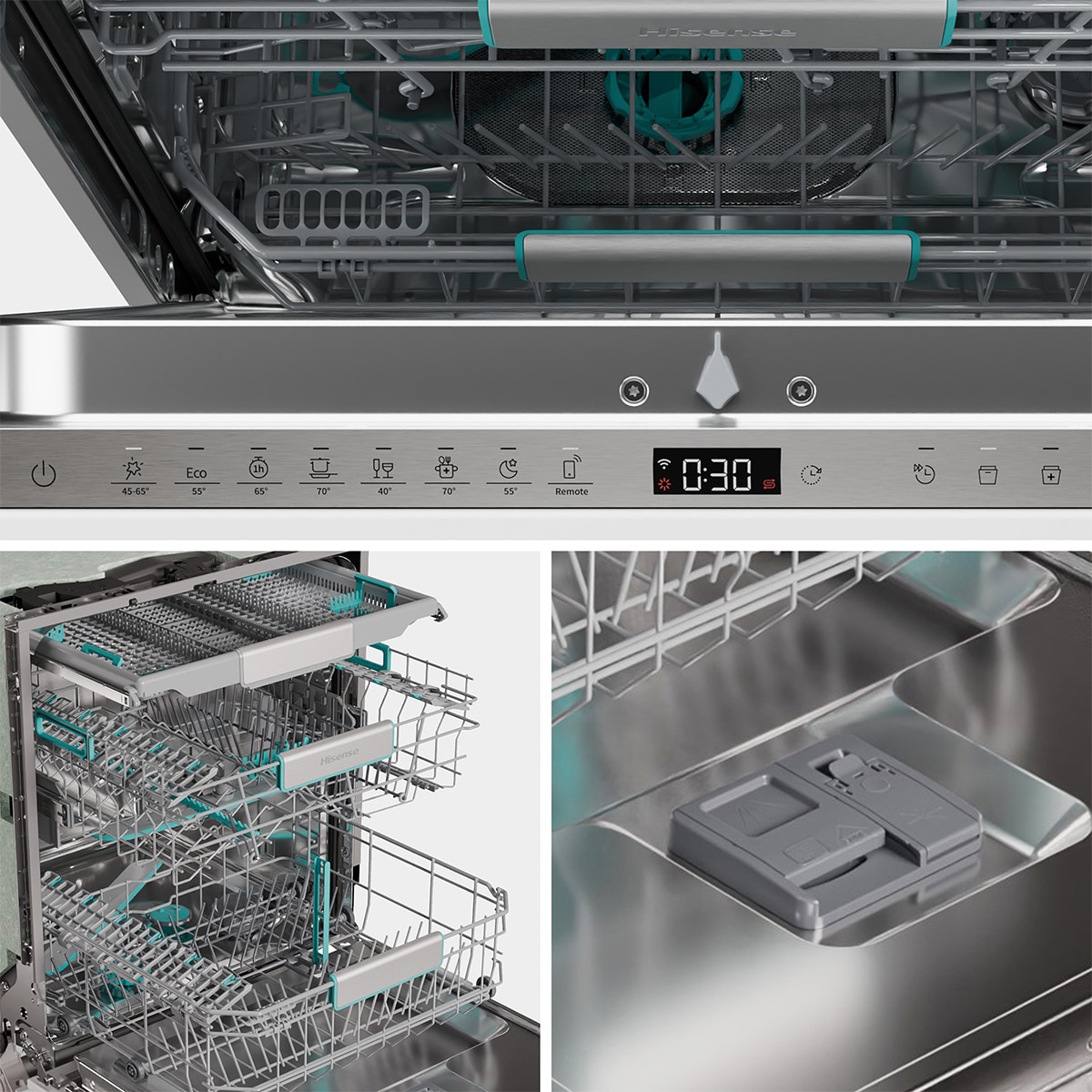 Lavavajillas integrable Hisense 16 servicios, Bandeja para cubiertos, 60 cm - HV673A65 12