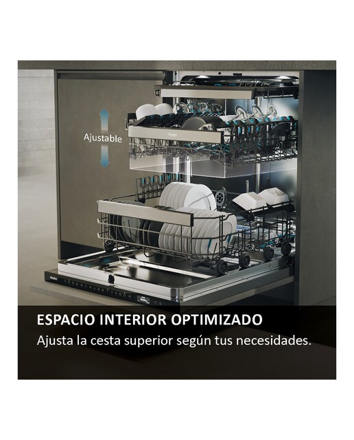 Máquina de Lavar Loiça Encastrável Haier XS 63A4M4B de 16 Conjuntos e 60 cm, com Tabuleiro para Talheres Branco-9