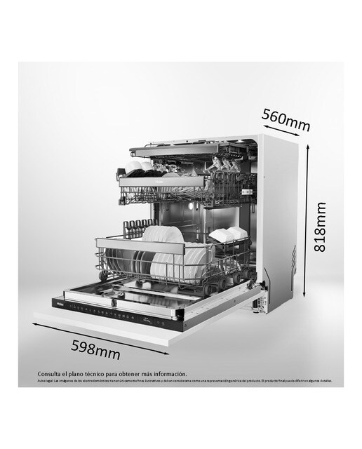 Máquina de Lavar Loiça Encastrável Haier XS 63A4M4B de 16 Conjuntos e 60 cm, com Tabuleiro para Talheres Branco-12