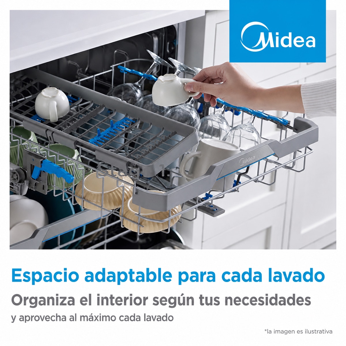 Máquina de Lavar Loiça Encastrável Midea MDW 12E4 SL 12 Conjuntos, Porta Deslizante, 60 cm 4