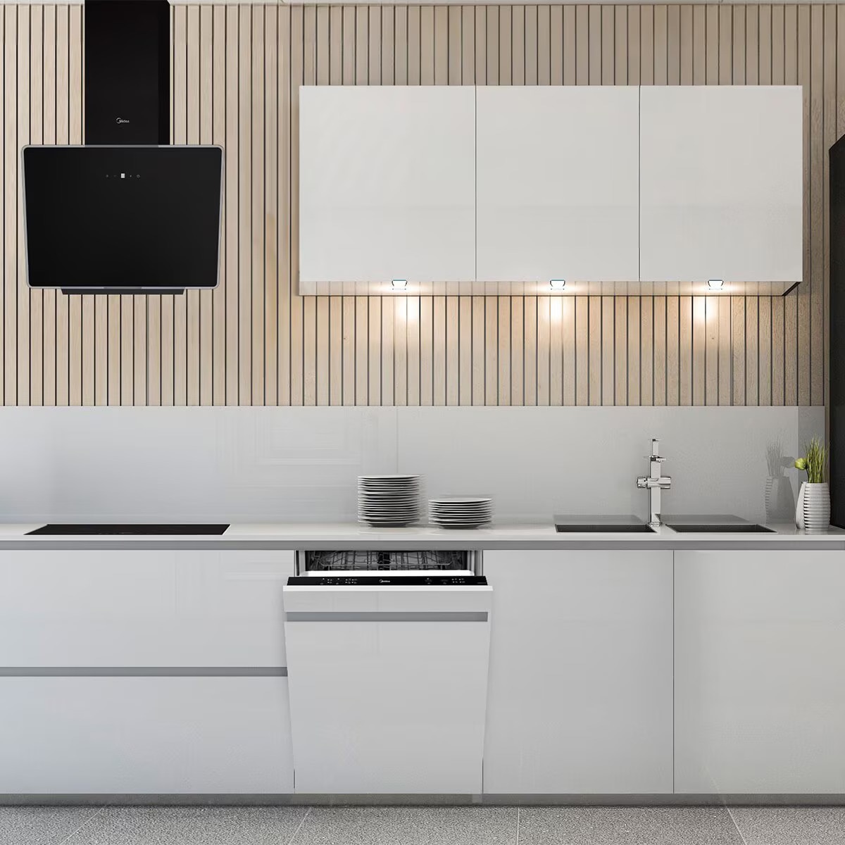Máquina de Lavar Loiça Encastrável Midea MDW 12E4 SL 12 Conjuntos, Porta Deslizante, 60 cm 8