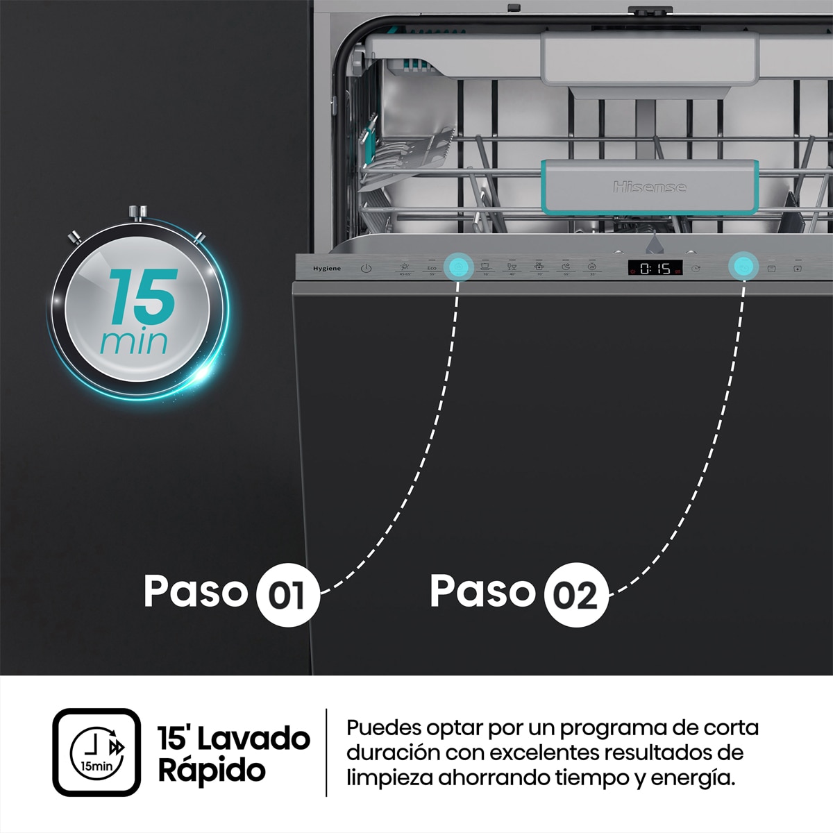 Lavavajillas Integrable Hisense 16 servicios, 60 cm  - HV16A 8