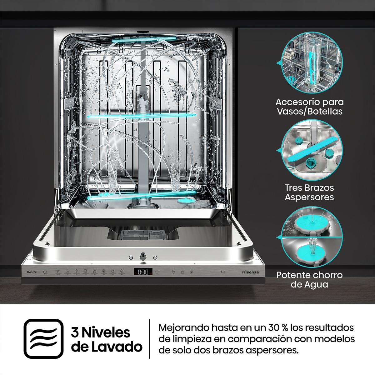 Lavavajillas Integrable Hisense 16 servicios, 60 cm  - HV16A 9
