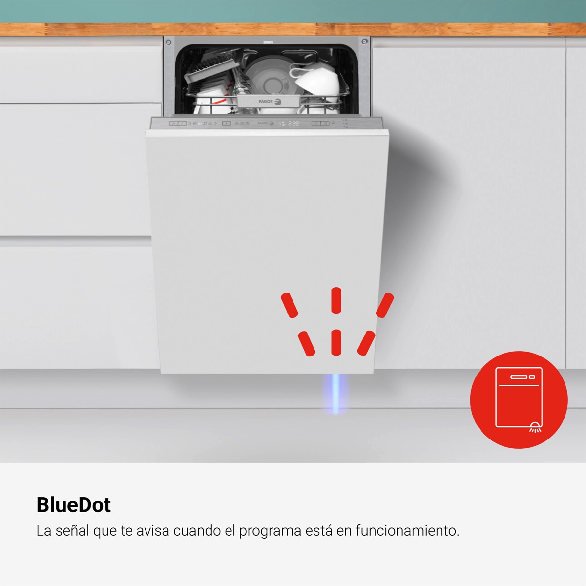 Máquina de Lavar Loiça Encastrável Fagor 4LVF-622IT de 12 Conjuntos, 60 cm e 5 Programas 4