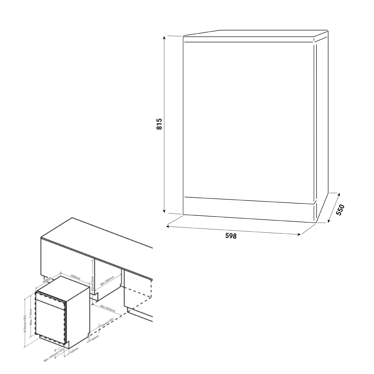 Máquina de Lavar Loiça Encastrável Fagor 4LVF-635IT de14 Conjuntos, 60 cm, 3ª Bandeja e 7 Programas 2