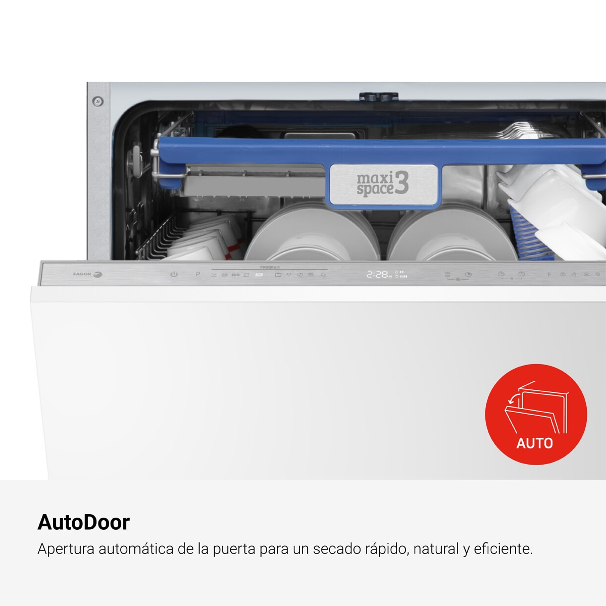 Máquina de Lavar Loiça Encastrável Fagor 4LVF-637ADIT de 14 Conjuntos, de 60 cm, 3ª Bandeja, Autodoor e de 10 Programas 4