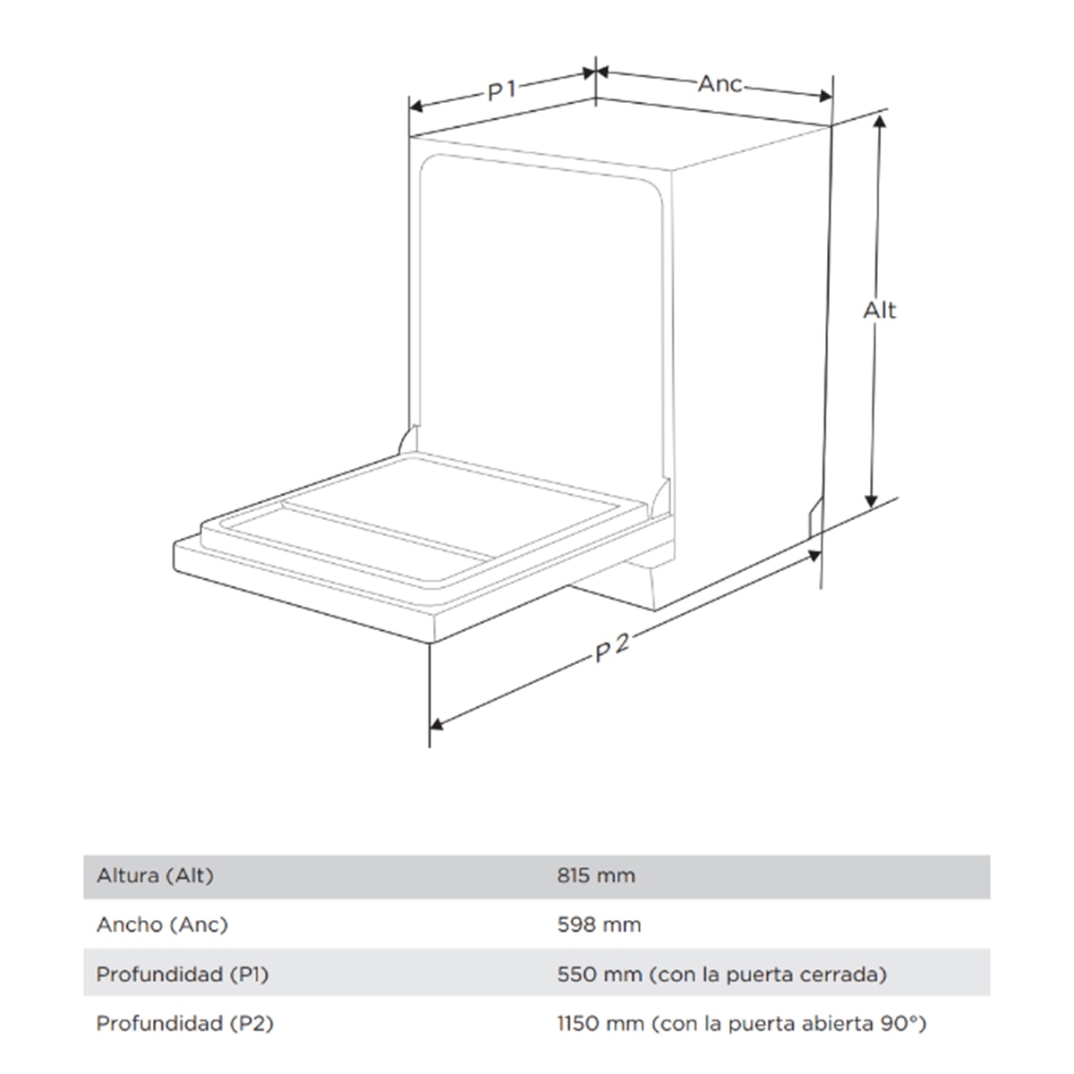 Máquina de Lavar Loiça Encastrável Midea MDWEB1403MB-EA de 14 Conjuntos e 60 cm, 5+4 Programas 3