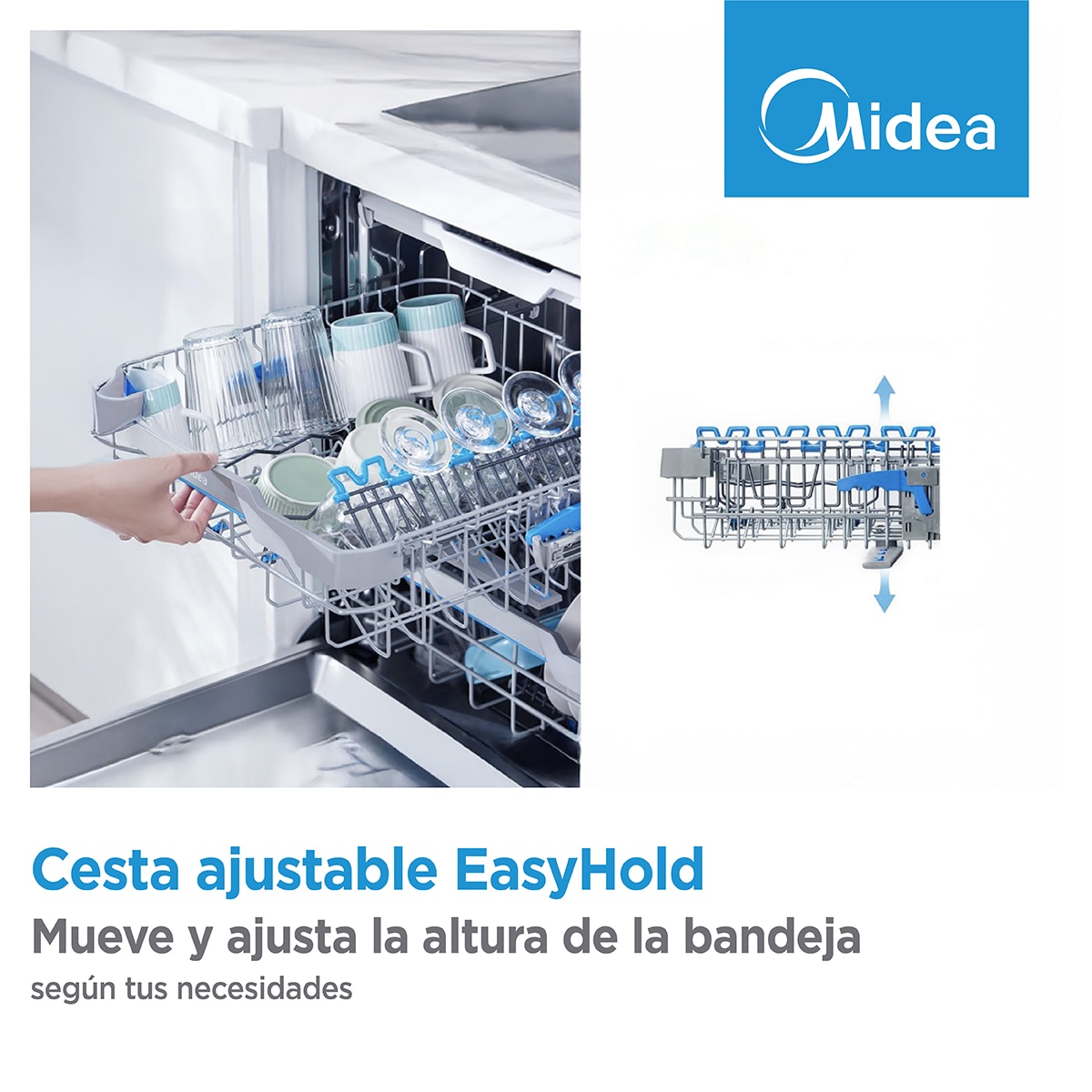 Máquina de Lavar Loiça Encastrável Midea MDWEB1403MB-EA de 14 Conjuntos e 60 cm, 5+4 Programas 10