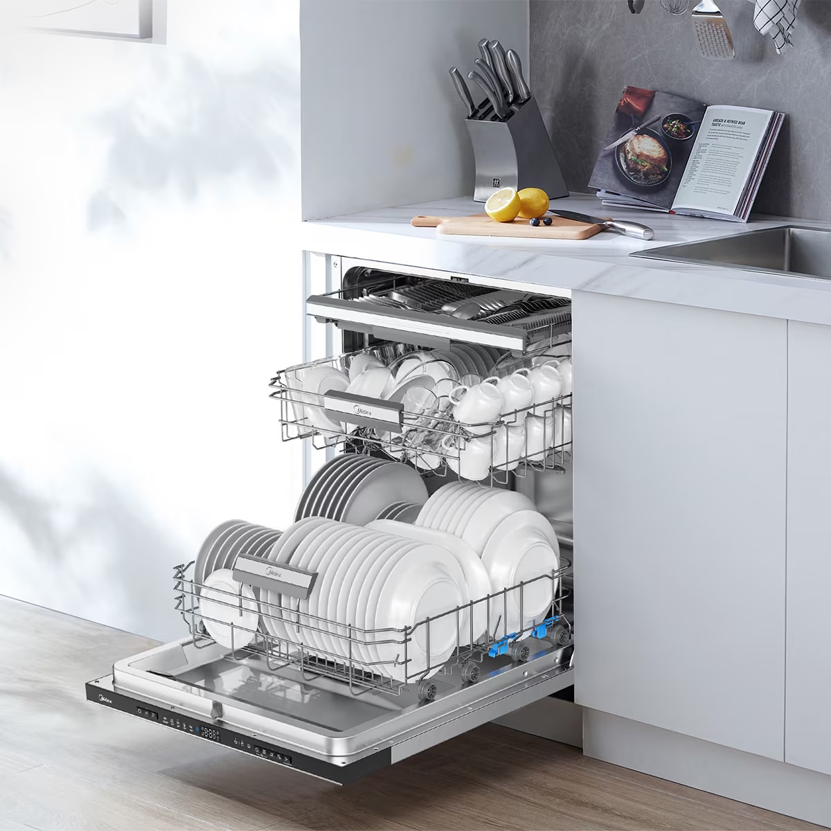 Máquina de Lavar Loiça Encastrável Midea MDWEB1403MB-EA de 14 Conjuntos e 60 cm, 5+4 Programas 16