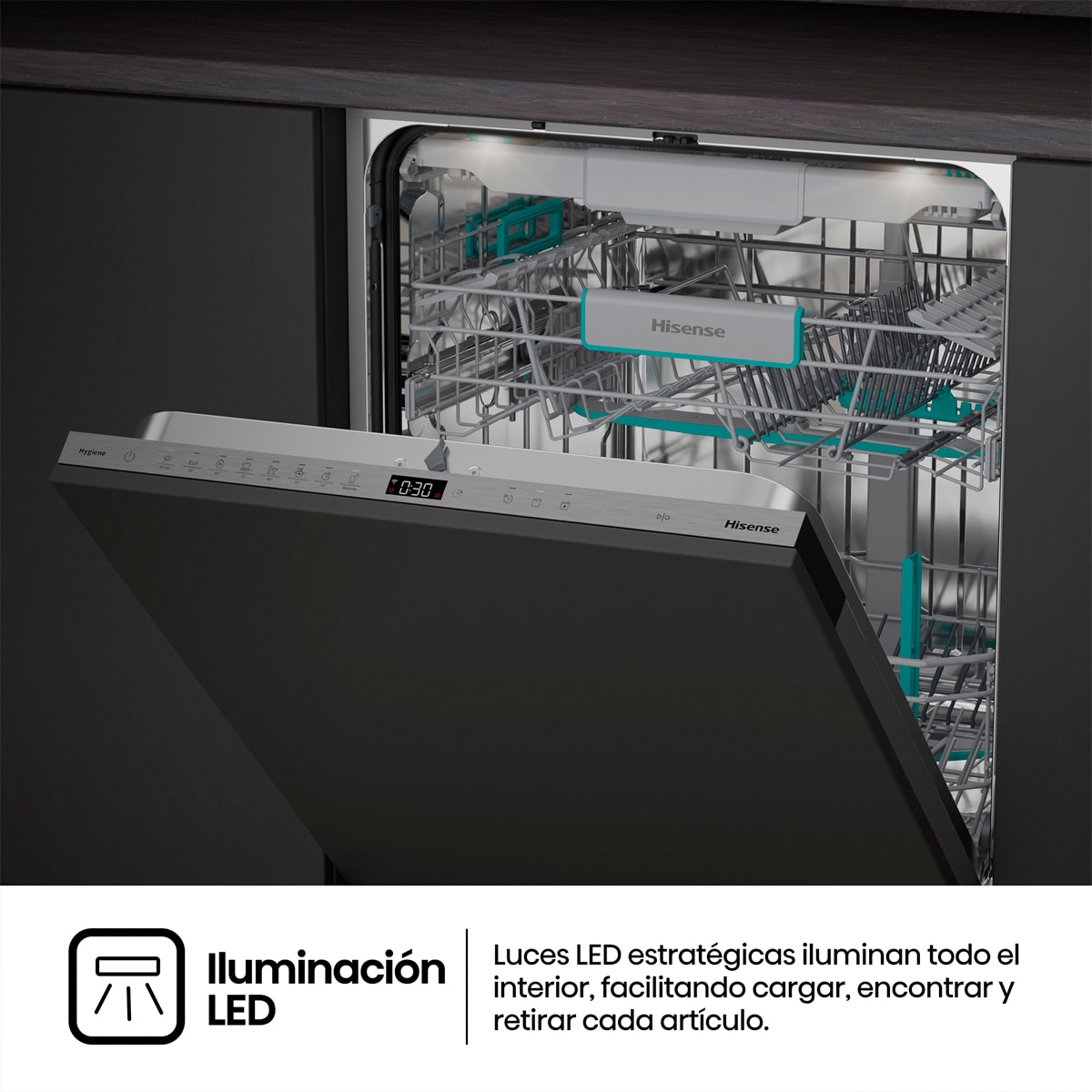 Lavavajillas integrable Hisense 16 servicios ,Tercera bandeja, 60 cm - HFI5A6360H 8