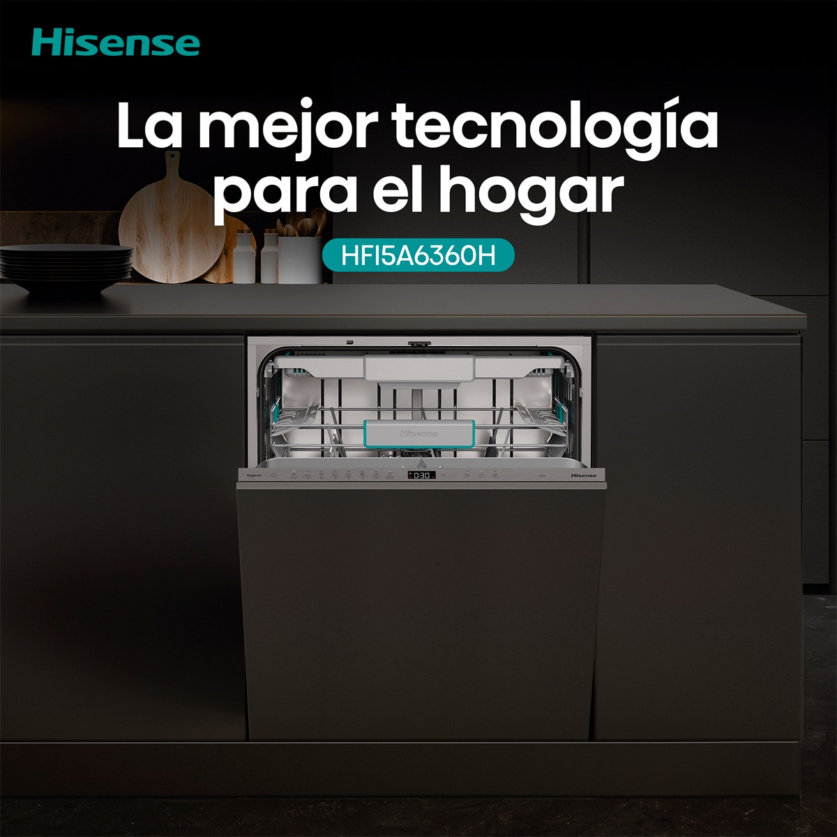 Lavavajillas integrable Hisense 16 servicios ,Tercera bandeja, 60 cm - HFI5A6360H 16