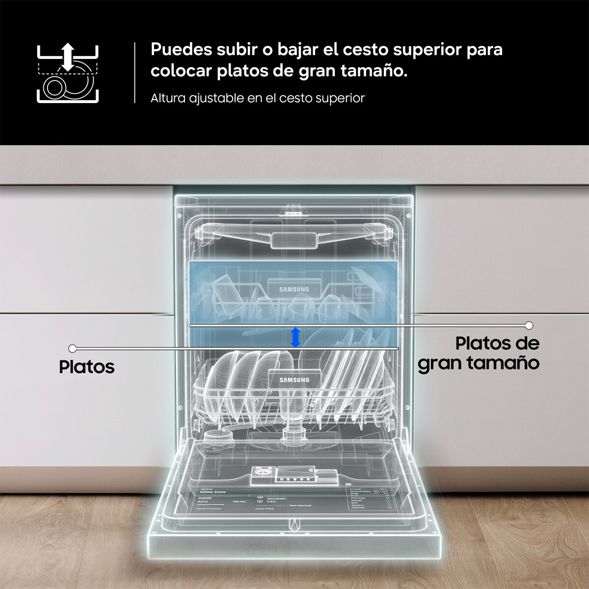 Lavavajillas Samsung Integrable 14 servicios, 60 cm - DW70H73WCI0U1 - Acero Inox Acero Inox-9