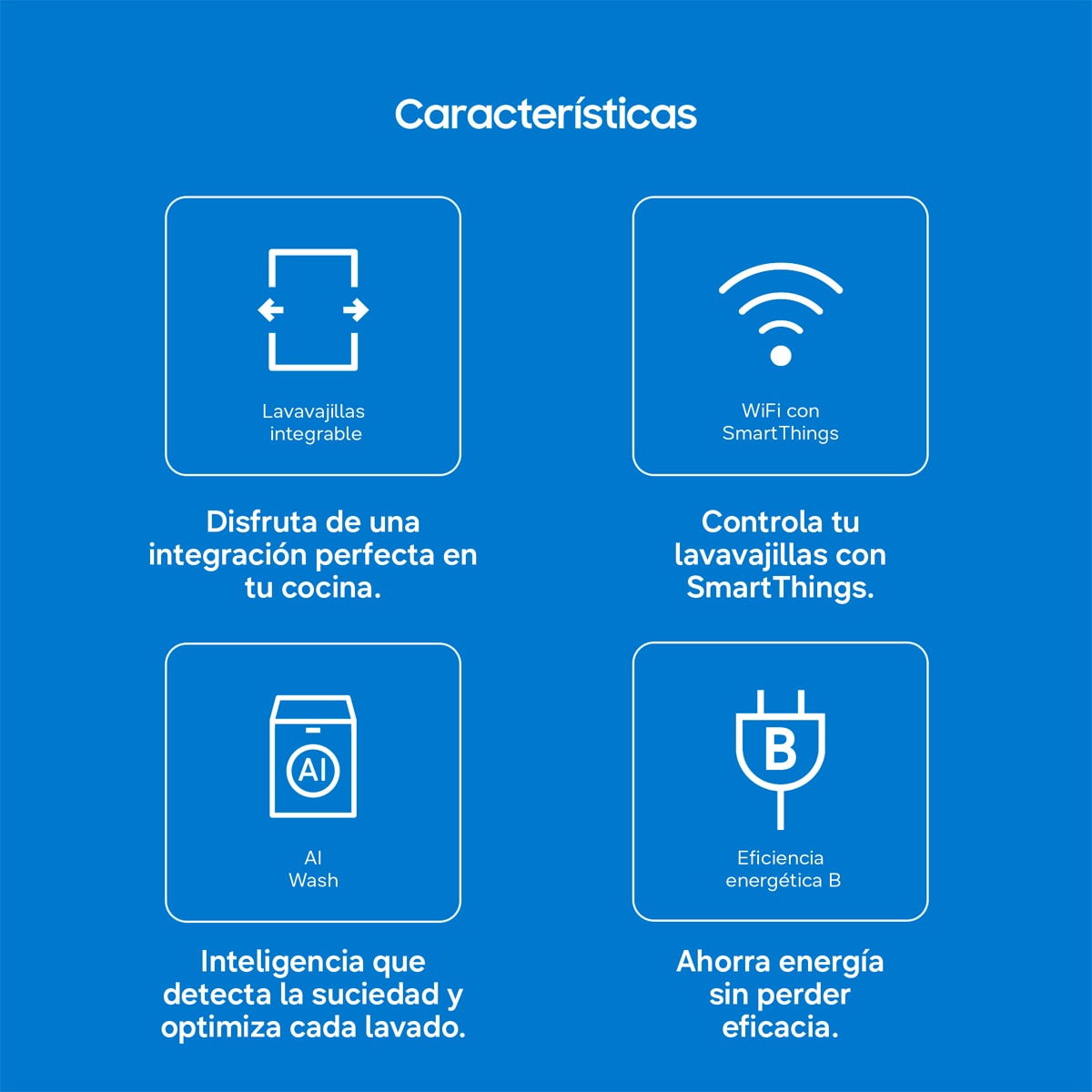 Lavavajillas Samsung Integrable Bespoke AI 60 cm 14 cubiertos Clase B - DW80H73WBI0U1 - Acero Inox Acero Inox-4
