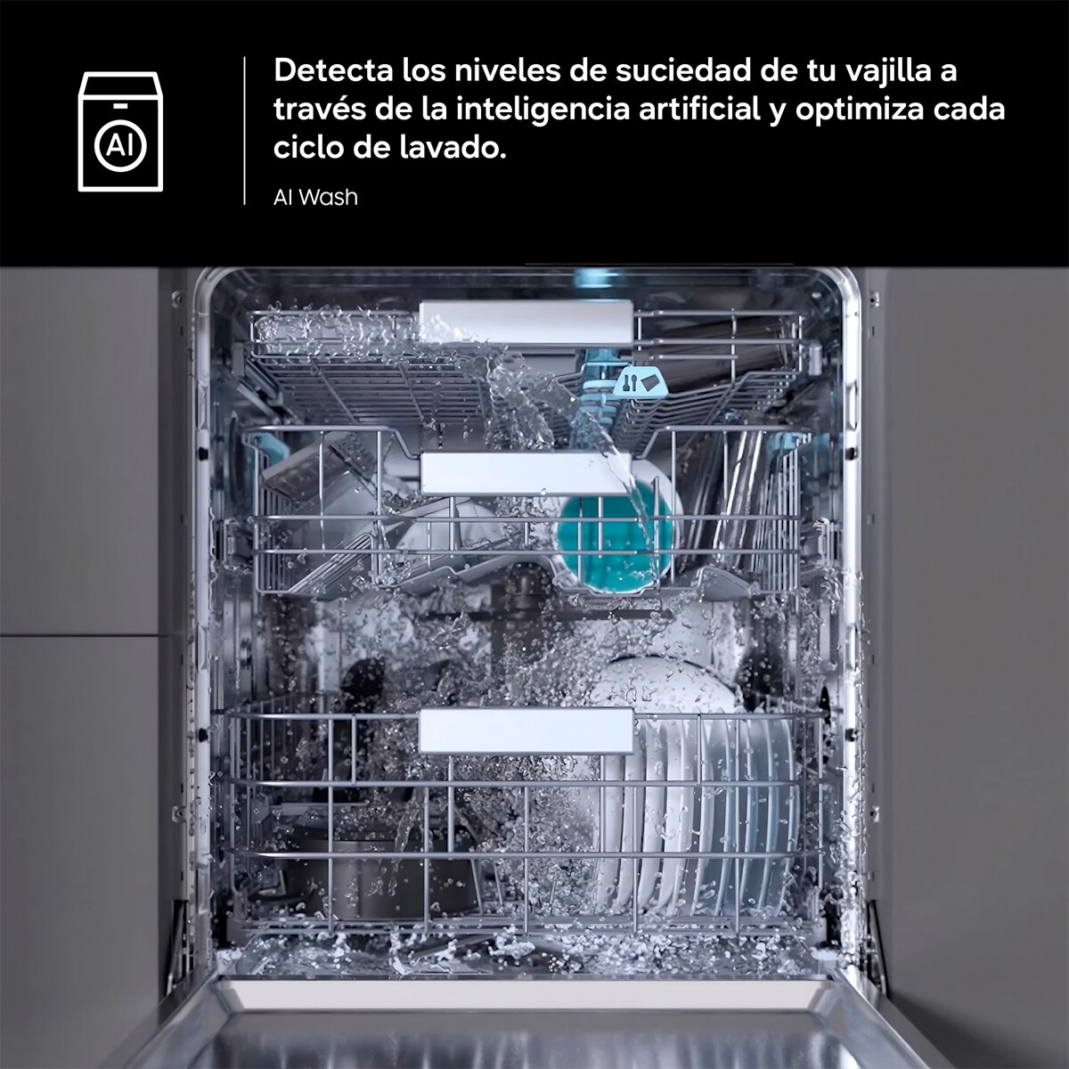 Lavavajillas Samsung Integrable Bespoke AI 60 cm 14 cubiertos Clase B - DW80H73WBI0U1 - Acero Inox Acero Inox-7