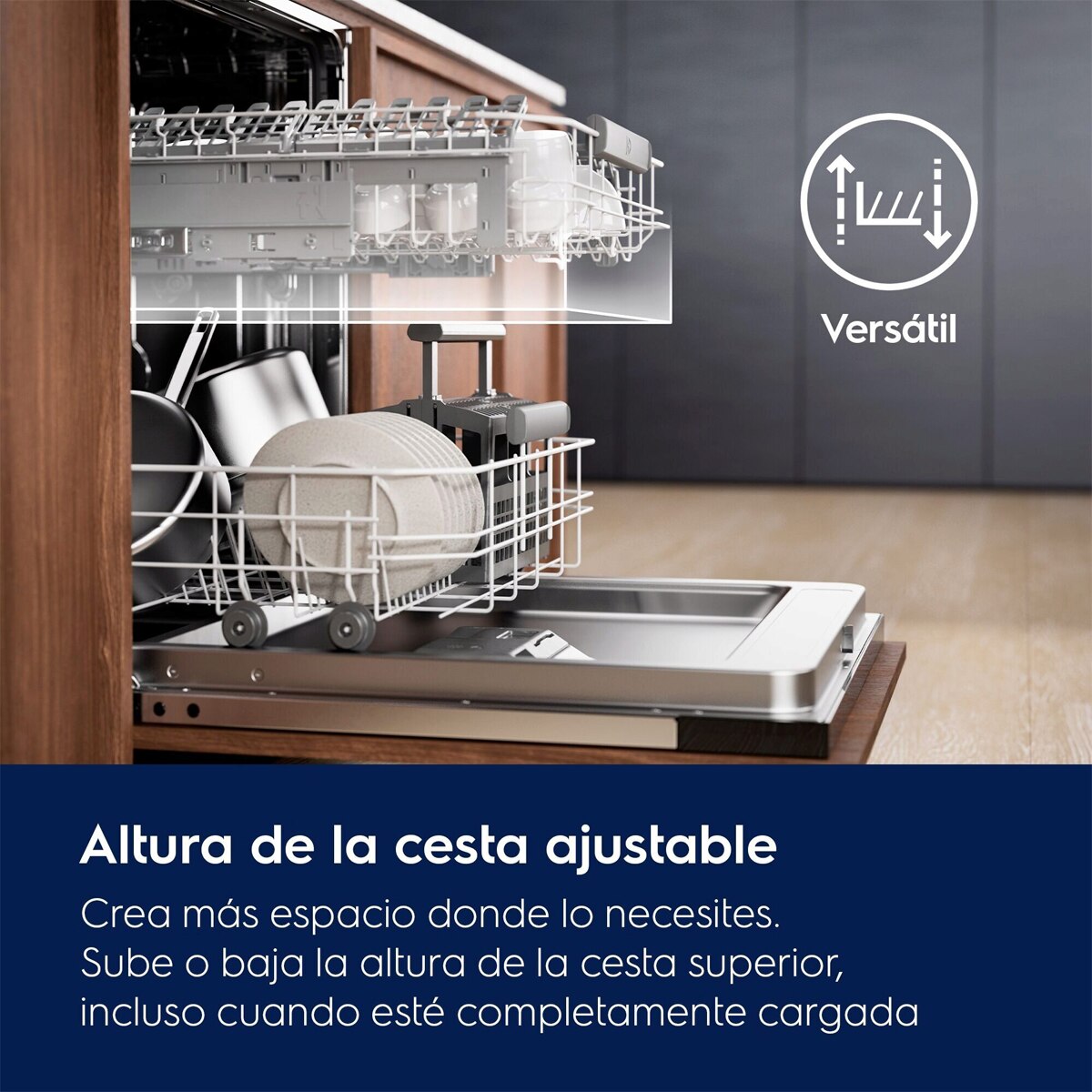 Lavavajillas integrable Electrolux 14 cubiertos, bandeja cubiertos, 60 cm, Serie 600 - E62LB202S 9