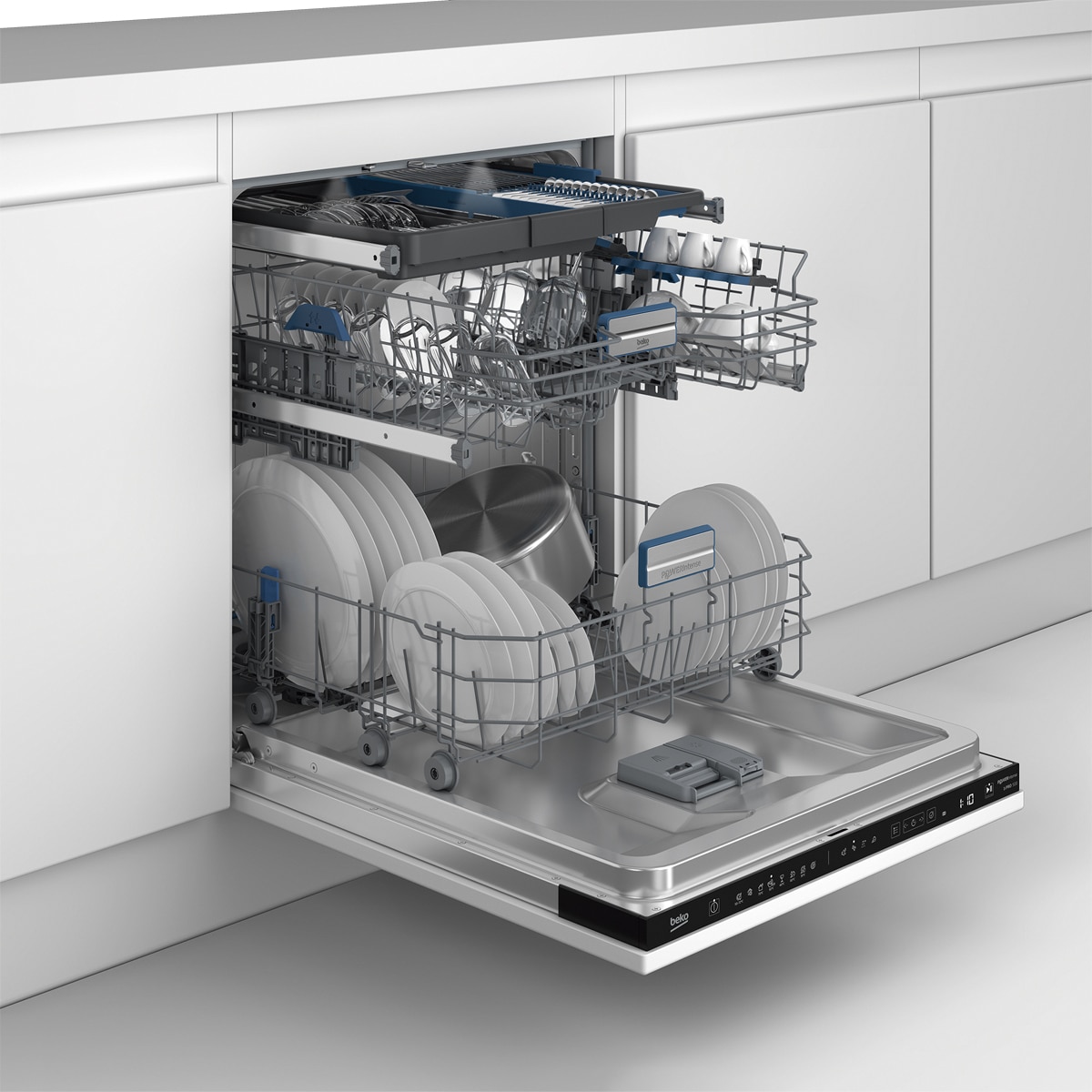 Imagen 7 de Lavavajillas Integrable Beko Power Intense, 15 servicios, 60 cm, 3ª Bandeja - BDIN38542P