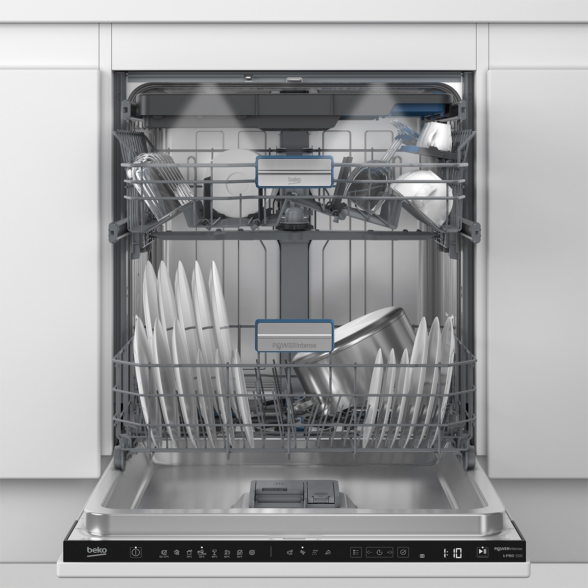 Imagen 8 de Lavavajillas Integrable Beko Power Intense, 15 servicios, 60 cm, 3ª Bandeja - BDIN38542P