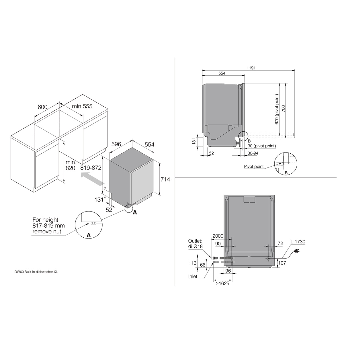 Máquina de Lavar Loiça Asko DBI344IB.W de 14 conjuntos e 60 cm - Branco Branco-3