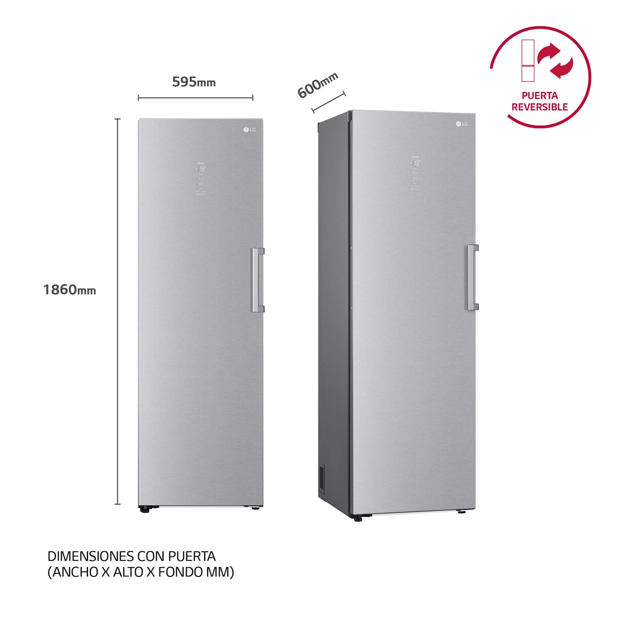 Congelador vertical LG Total No Frost, 186 cm, 324 l, inox- GFM61MBCSF Inox-2