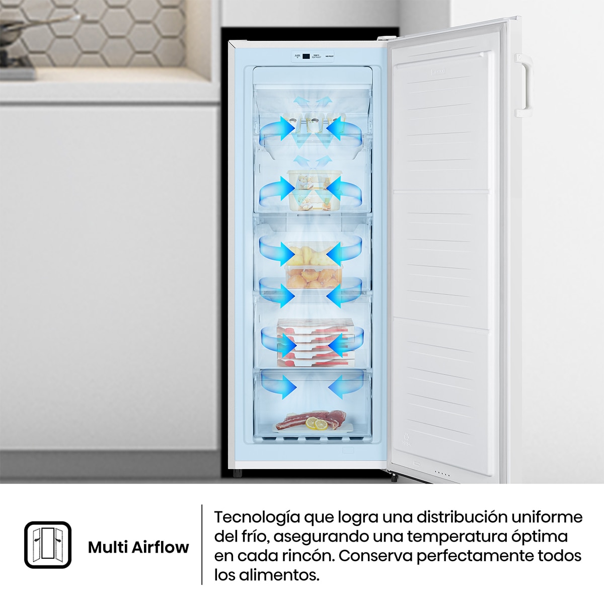 Imagen 7 de Congelador vertical Hisense No frost, Multi Airflow - FV191N4AW2 - Blanco Blanco