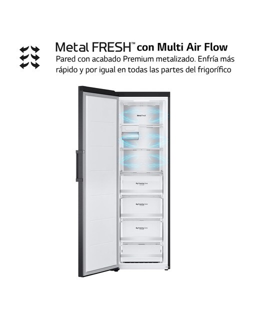 Congelador vertical LG 186 cm, 355 l, Multi Air Flow - GFM61MCCSF - Negro mate Negro mate-8